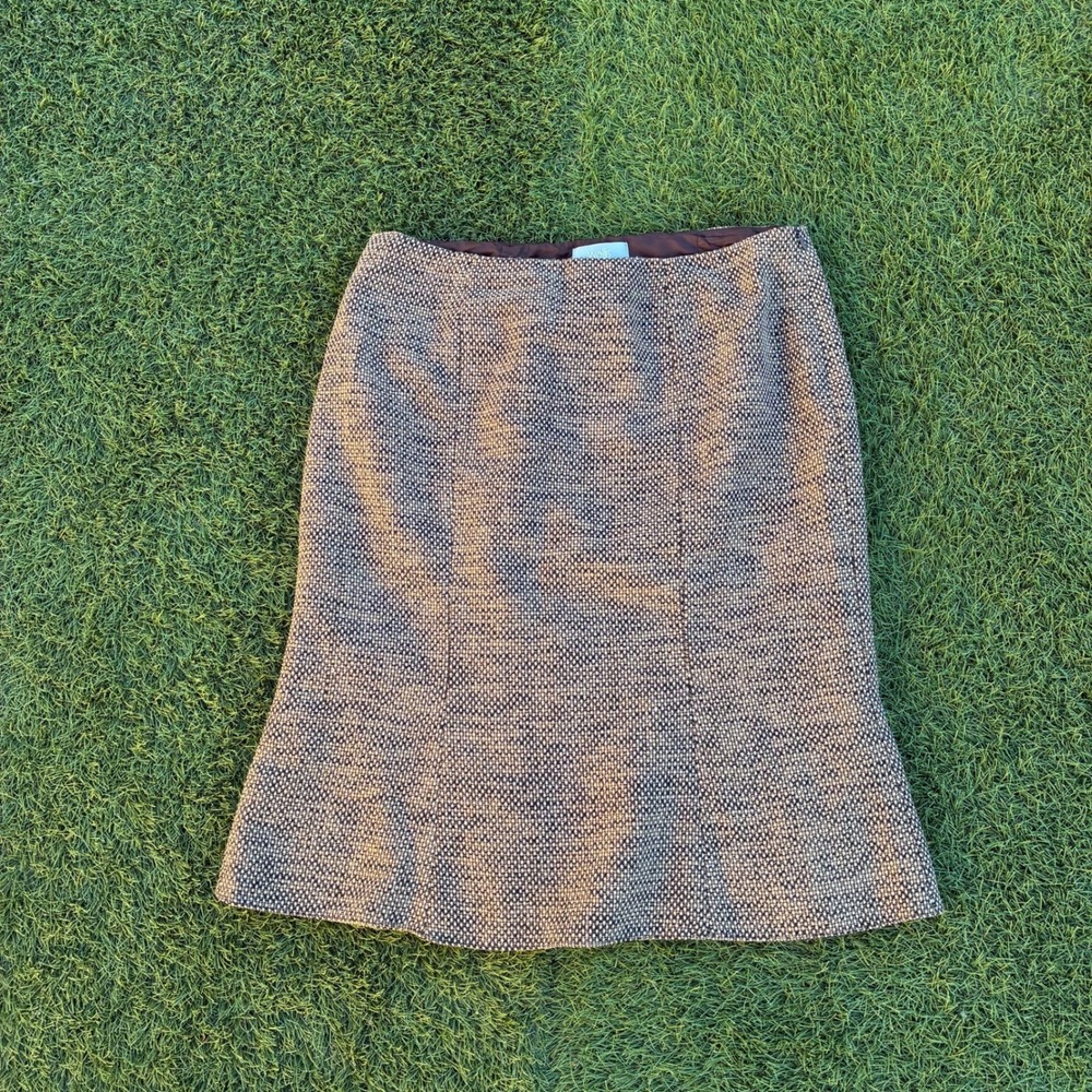 Wallis Womens 18 Tweed A Line Skirt Brown Classic Business Casual Work Office